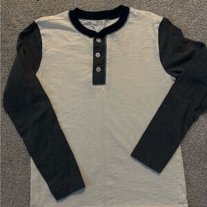 J. Crew Kids Long Sleeve Henley - Cream and Black